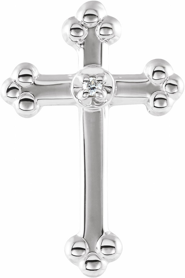 14K White .005 CT Natural Diamond Cross Lapel Pin