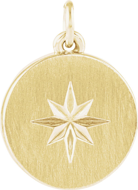 14K Yellow Star Disc Pendant