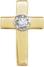 14K Yellow/White .01 CT Natural Diamond Cross Lapel Pin