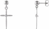 14K White Gold .01 CTW Natural Diamond Cross Earrings