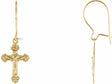 14K Yellow 25x9 mm Crucifix Earrings