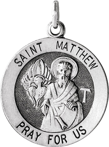 Sterling Silver 15 mm Round St. Matthew Medal