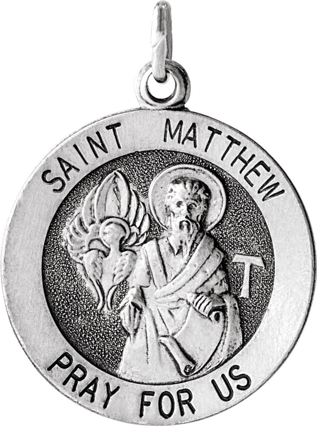 Sterling Silver 15 mm Round St. Matthew Medal
