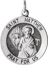 Sterling Silver 18 mm Round St. Matthew Medal
