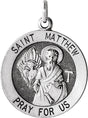 Sterling Silver 18 mm Round St. Matthew Medal