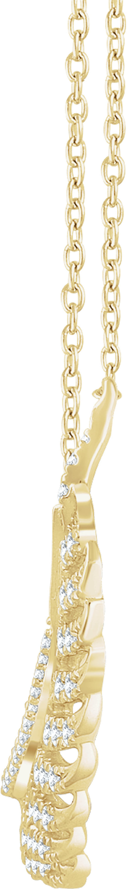 14K Yellow 3/8 CTW Natural Diamond Leaf 16-18" Necklace