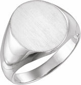 14K White Gold Oval Signet Ring