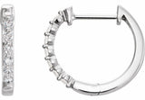 14K White Gold 1/5 CTW Natural Diamond Hinged 15.25 mm Hoop Earrings