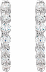 14K White Gold 1/2 CTW Natural Diamond Hinged 15.25 mm Hoop Earrings