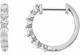 14K White 1 CTW Natural Diamond Hinged 15.25 mm Hoop Earrings