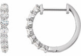 14K White 3/4 CTW Natural Diamond Hinged 15.25 mm Hoop Earrings