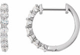 14K White Gold 1/2 CTW Natural Diamond Hinged 15.25 mm Hoop Earrings