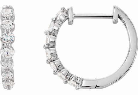14K White Gold 1/2 CTW Natural Diamond Hinged 15.25 mm Hoop Earrings
