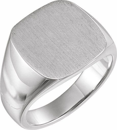 14K White Gold Square Signet Ring