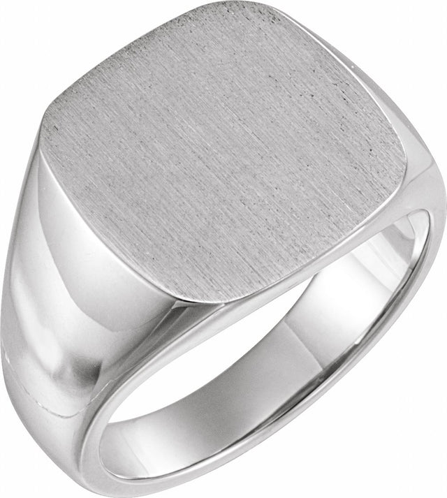 14K White Gold Square Signet Ring