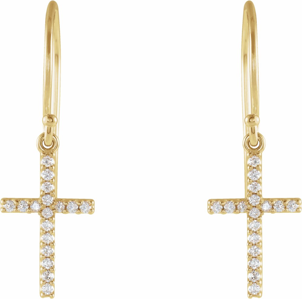 14K Yellow 1/6 CTW Natural Diamond Cross Earrings