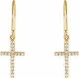 14K Yellow 1/6 CTW Natural Diamond Cross Earrings