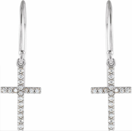 14K White 1/6 CTW Natural Diamond Cross Earrings