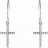 14K White 1/6 CTW Natural Diamond Cross Earrings