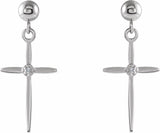 14K White .01 CTW Natural Diamond Cross Earrings