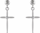 14K White Gold .01 CTW Natural Diamond Cross Earrings