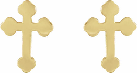 14K Yellow Cross Earrings