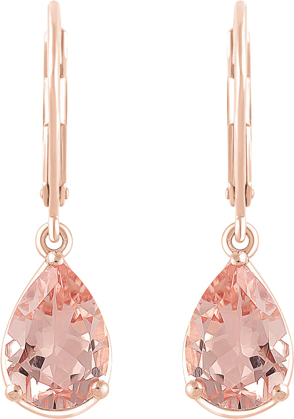 14K Rose Natural Pink Morganite Earrings