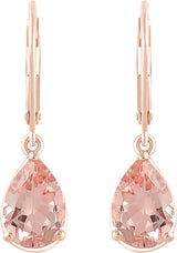 14K Rose Natural Pink Morganite Earrings