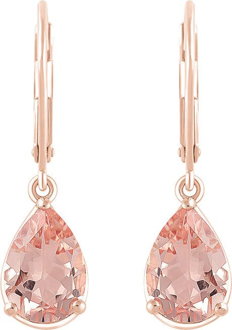 14K Rose Natural Pink Morganite Earrings