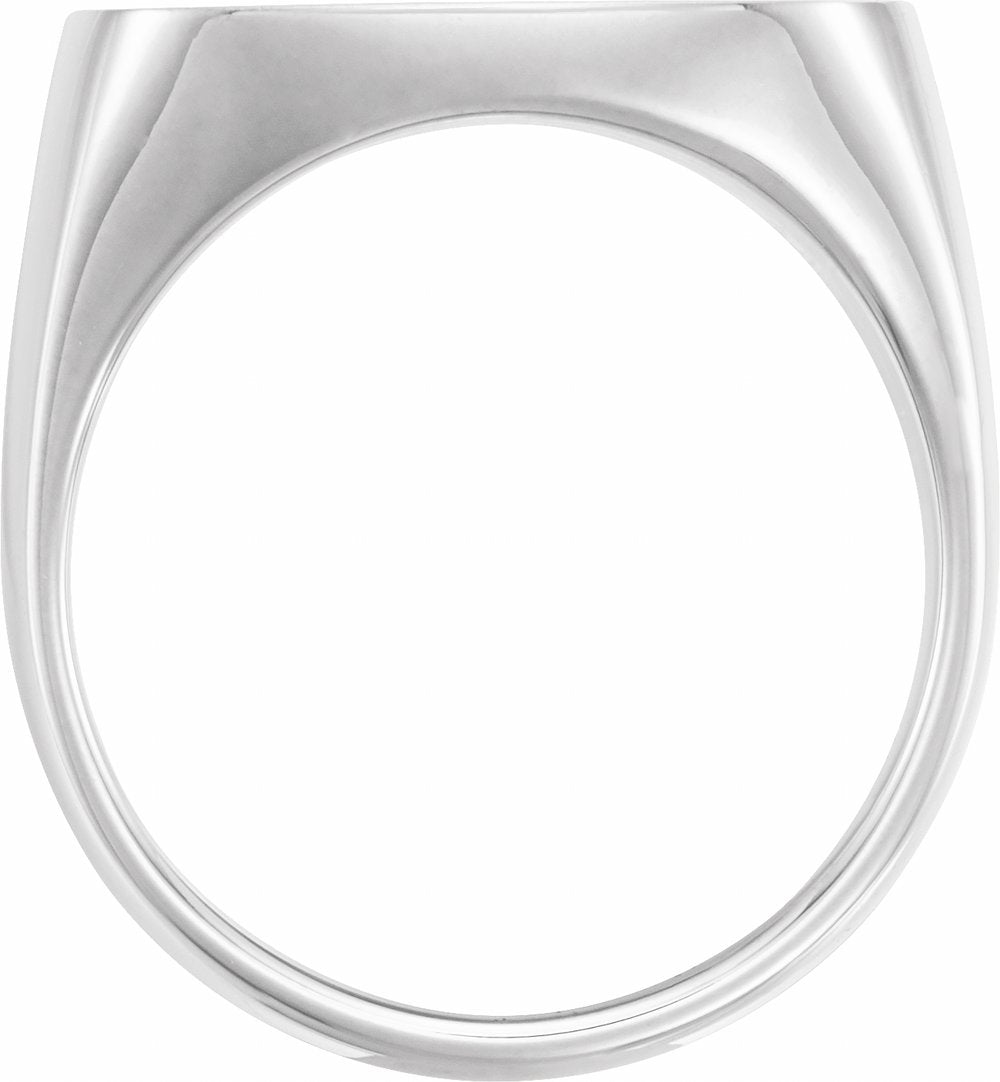 Sterling Silver 20 mm Square Signet Ring with Brush Finished Top