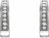 14K White Gold 1/8 CTW Natural Diamond 12.5 mm Hoop Earrings