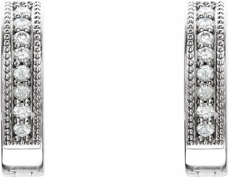 14K White Gold 1/8 CTW Natural Diamond 12.5 mm Hoop Earrings