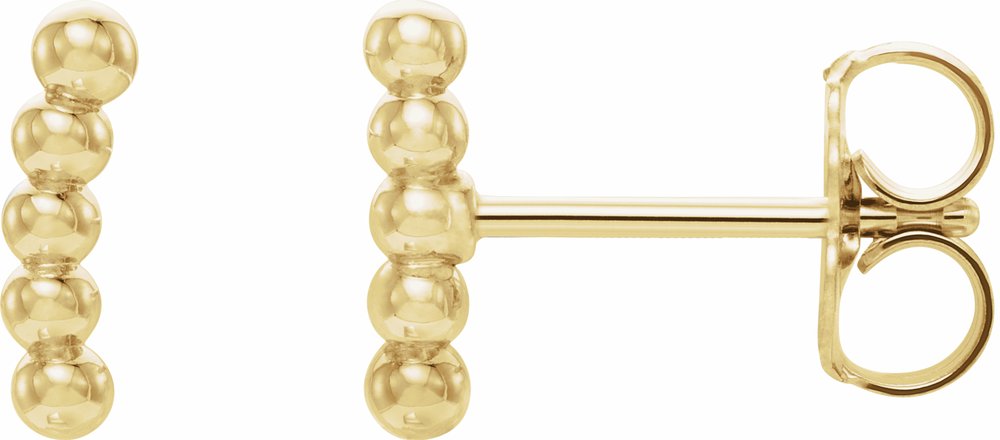 14K Yellow Curved Beaded Earrings