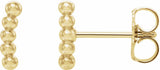 14K Yellow Curved Beaded Earrings