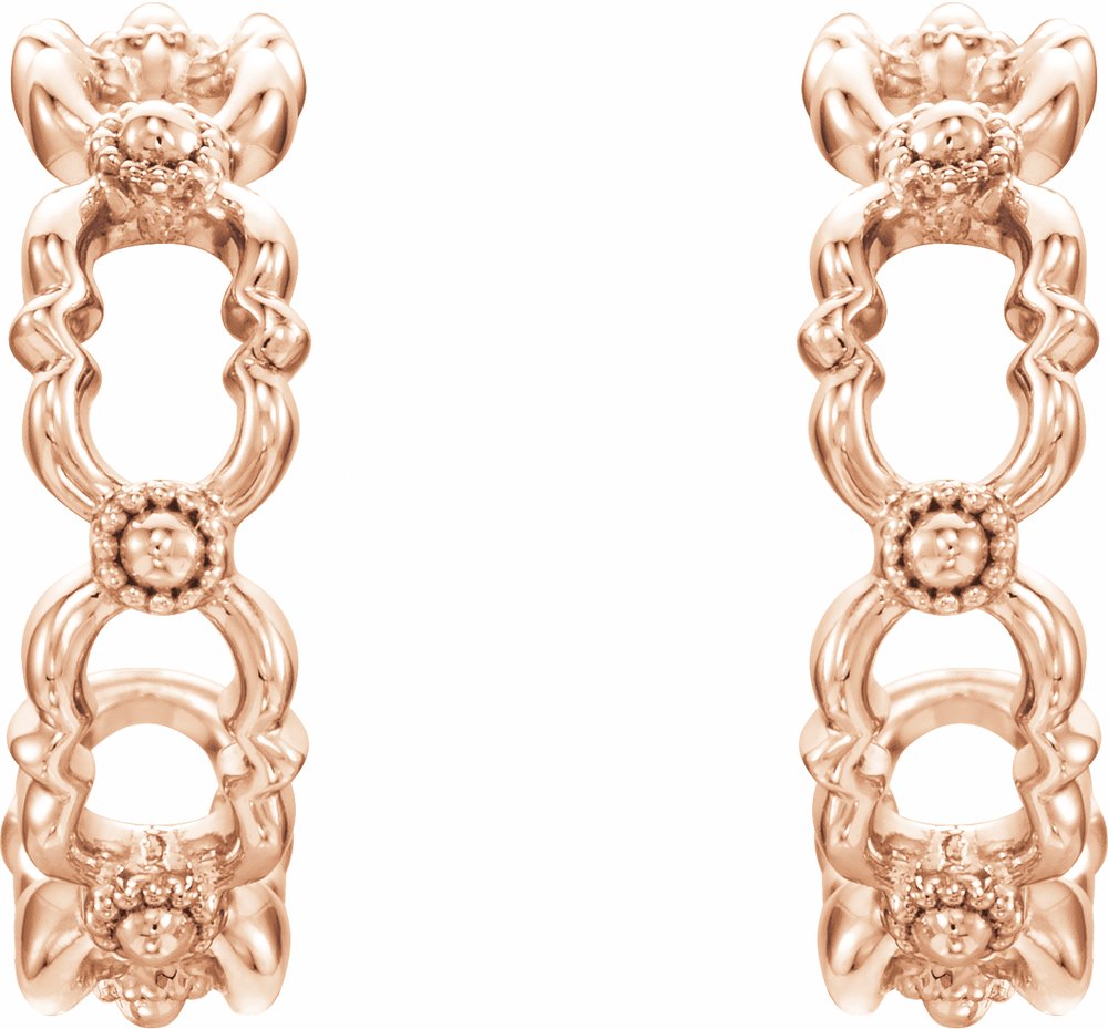 14K Rose Quatrefoil 12 mm Hoop Earrings