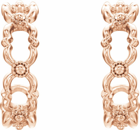 14K Rose Quatrefoil 12 mm Hoop Earrings