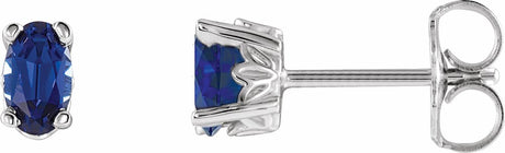 14K White Lab-Grown Blue Sapphire Earrings