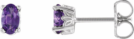 14K White Gold Natural Amethyst Earrings