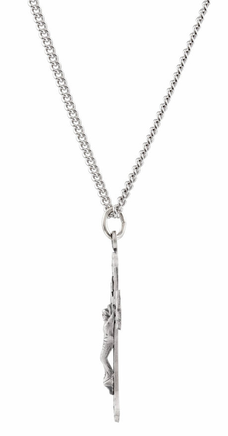 Sterling Silver 46x30 mm Crucifix 24" Necklace