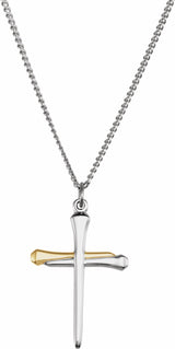 14K Yellow Gold-Plated Sterling Silver Nail Cross 24" Necklace