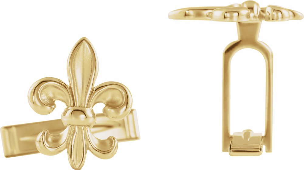 14K Yellow Fleur-de-Lis Cuff Links