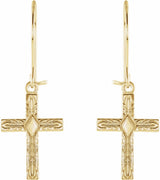 14K Yellow Cross Earrings