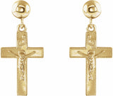 14K Yellow 20x9 mm Crucifix Earrings