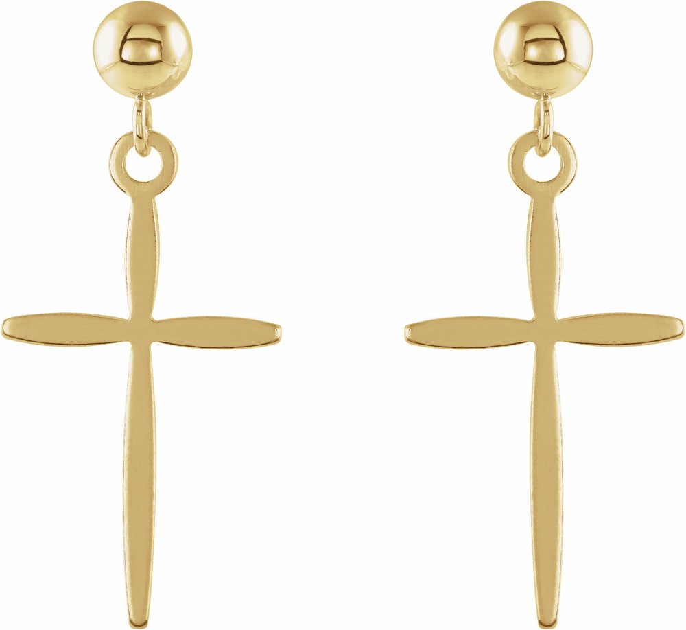 14K Yellow Cross Earrings