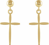 14K Yellow Cross Earrings