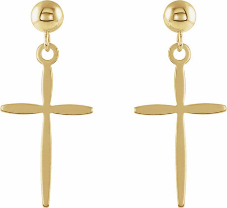 14K Yellow Cross Earrings