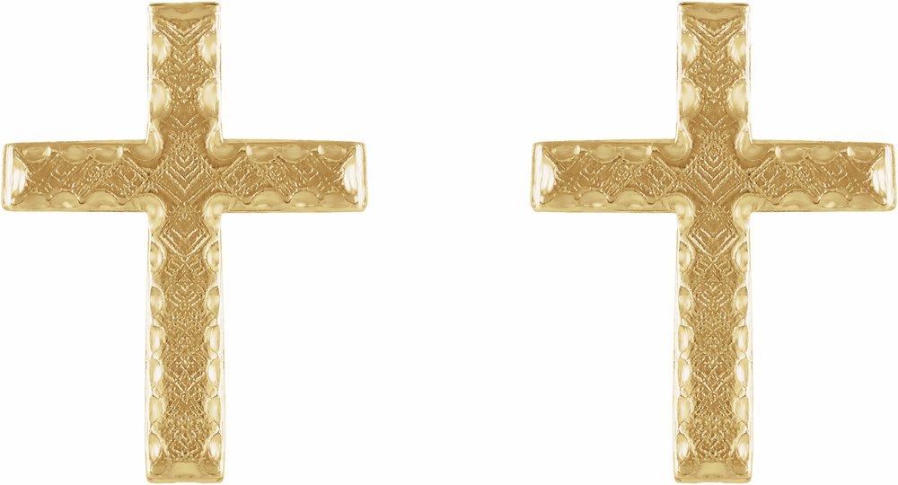 14K Yellow 13x9 mm Cross Earrings