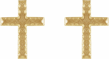 14K Yellow 13x9 mm Cross Earrings