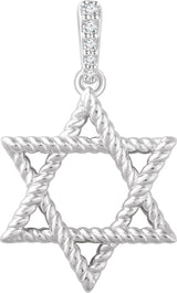 14K White .025 CTW Natural Diamond Star of David Pendant