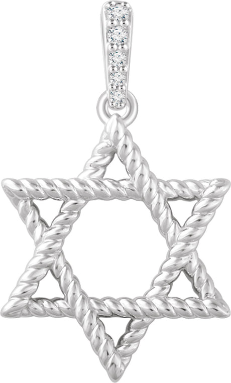 14K White Gold .025 CTW Natural Diamond Star of David Pendant